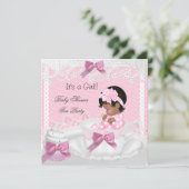 Invitation Baby shower fille rose bébé Teacup Cupcake AA (Debout devant)