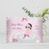 Invitation Baby shower fille rose bébé Teacup Cupcake L2s (Debout devant)