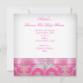 Invitation Baby shower fille rose blanc princesse (Dos)