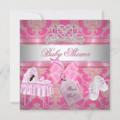 Invitation Baby shower fille rose blanc princesse (Devant)