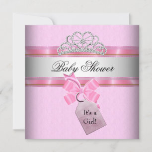 Invitation Baby shower fille rose blanc princesse Tiara