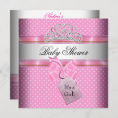 Invitation Baby shower fille rose blanc tache princesse (Devant / Derrière)