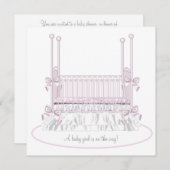 Invitation Baby shower fille rose blanche (Devant / Derrière)