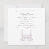 Invitation Baby shower fille rose blanche (Dos)