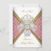 Invitation Baby shower fille rose blanche princesse Damas (Devant)