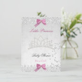 Invitation Baby shower fille rose blanche princesse Damask 2 (Debout devant)