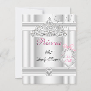 Invitation Baby shower fille rose blanche princesse Tiara