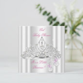 Invitation Baby shower fille rose blanche princesse Tiara (Debout devant)