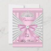 Invitation Baby shower fille rose blanche princesse Tiara (Devant)