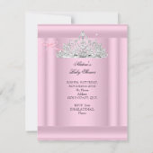 Invitation Baby shower fille rose blanche princesse Tiara (Dos)