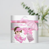 Invitation Baby shower fille rose blanche princesse Tiara (Debout devant)