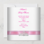 Invitation Baby shower fille rose blanche princesse Tiara (Dos)