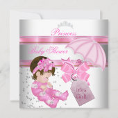 Invitation Baby shower fille rose blanche princesse Tiara (Devant)