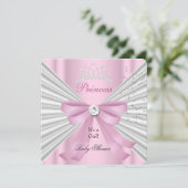 Invitation Baby shower fille rose blanche princesse Tiara (Debout devant)