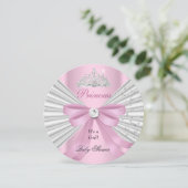 Invitation Baby shower fille rose blanche princesse Tiara ab (Debout devant)