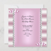 Invitation Baby shower fille rose blanche princesse Tiara Gem (Dos)