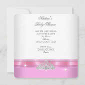 Invitation Baby shower fille rose blanche Princesse Tiara Mag (Dos)