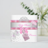 Invitation Baby shower fille rose blanche Princesse Tiara Mag (Debout devant)