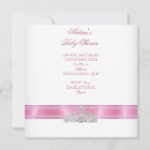 Invitation Baby shower fille rose blanche Princesse Tiara Mag (Dos)