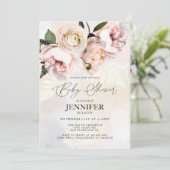 Invitation Baby shower Fille Rose Blush (Debout devant)