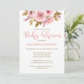 Invitation Baby shower Fille Rose Blush (Debout devant)