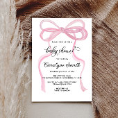 Invitation Baby shower fille rose Bow