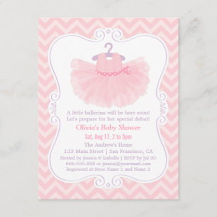 Invitation Baby shower fille rose Chevron Ballerina Tutu