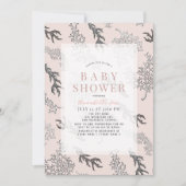 Invitation Baby Shower Fille Rose Clair Motif Corail (Devant)