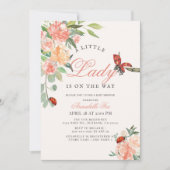 Invitation Baby shower fille Rose de la petite dame Ladybug (Devant)