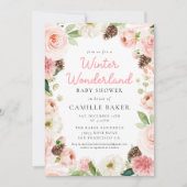 Invitation Baby shower fille rose d'hiver (Devant)