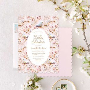 Invitation Baby shower Fille Rose d'hiver