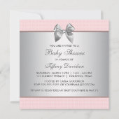 Invitation Baby Shower Fille Rose et Gris (Dos)