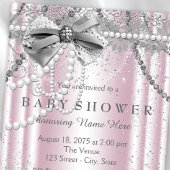 Invitation Baby shower fille rose et gris Pearl
