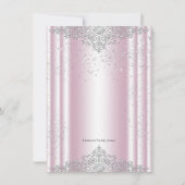 Invitation Baby shower fille rose et gris Pearl (Dos)