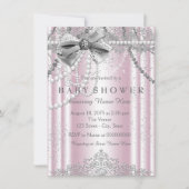 Invitation Baby shower fille rose et gris Pearl (Devant)