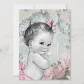 Invitation Baby Shower Fille Rose et Gris Vintage (Devant)