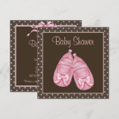 Invitation Baby Shower Fille Rose et Marron (Devant / Derrière)