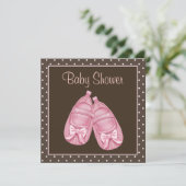 Invitation Baby Shower Fille Rose et Marron (Debout devant)