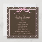 Invitation Baby Shower Fille Rose et Marron (Dos)