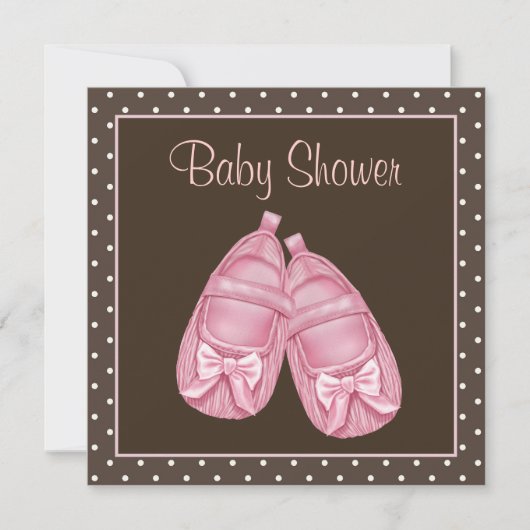 Invitation Baby Shower Fille Rose et Marron (Devant)