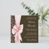 Invitation Baby Shower Fille Rose et Marron Élégant (Debout devant)