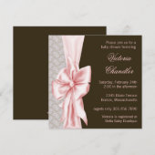 Invitation Baby Shower Fille Rose et Marron Élégant (Devant / Derrière)