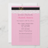 Invitation Baby shower Fille Rose Et Noir Chaussures Bébé (Dos)