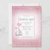 Invitation Baby shower Fille rose Gradient Parties scintillan (Dos)