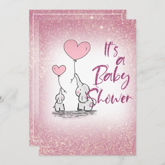 Invitation Baby shower Fille rose Gradient Parties scintillan (Devant / Derrière)