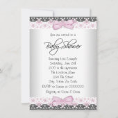 Invitation Baby Shower Fille Rose Gris Dentelle (Dos)