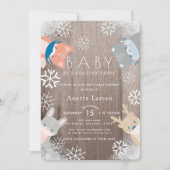 Invitation Baby shower Fille Rose Masque Animaux Bois (Devant)