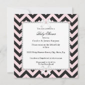 Invitation Baby shower fille rose noire bande blanche Blonde (Dos)