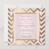 Invitation Baby Shower Fille Rose Or Chevron Brunette (Dos)