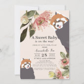 Invitation Baby shower Fille Rose Panda Rouge (Devant)
